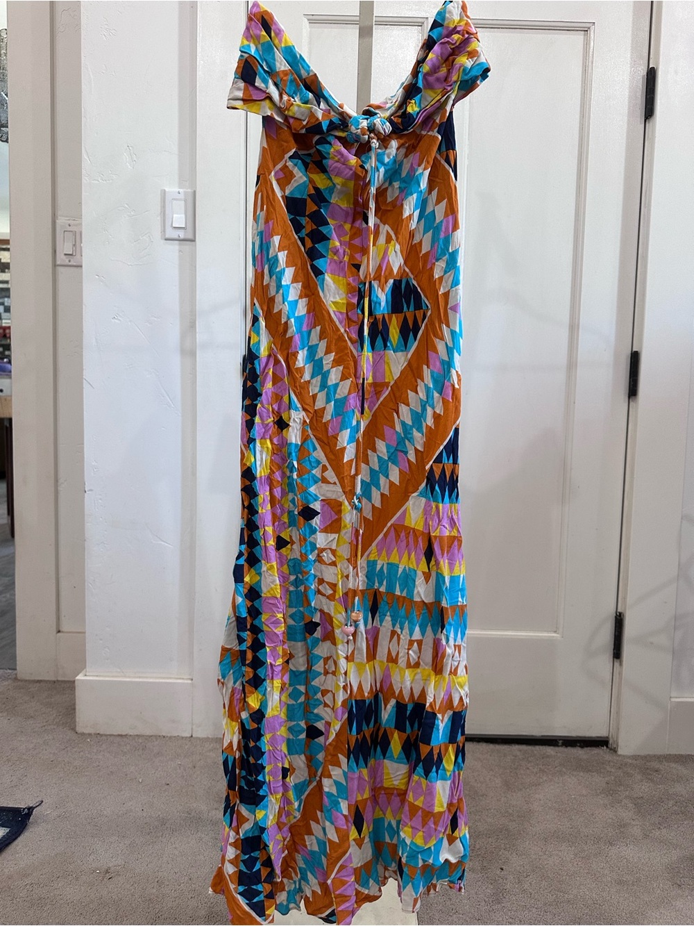 Zara Multicolor Geometric  Halter Dress